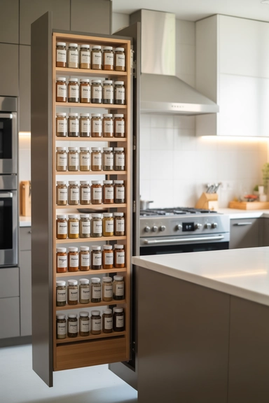 Pull-Out Spice Racks That End Counter Scatter