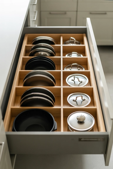 20 Lid Storage Hacks That Stop Cabinet Chaos 12 Cabinet Drawer Inserts Designed for Lids