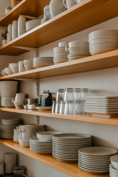 Open Kitchen Shelving Organization That Prioritizes Everyday Items