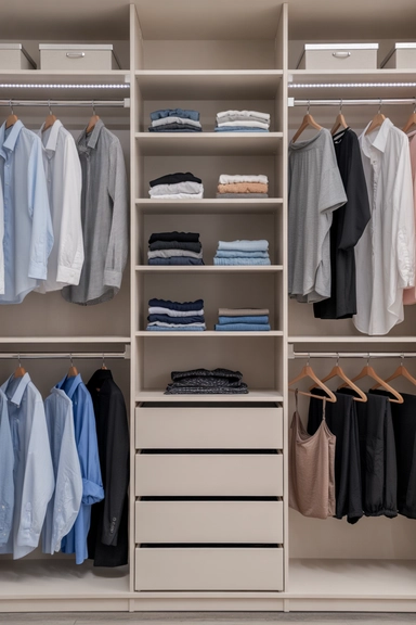 Small Walk-In Closet Ideas That Balance Hanging and Folding