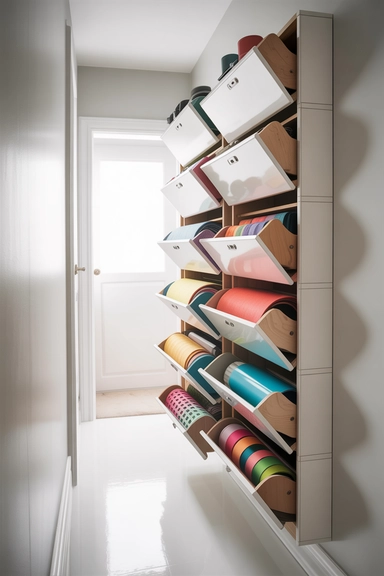 21 IKEA Craft Room Hacks That Keep Supplies Perfectly Organized 12 TRONES Cabinets Repurposed for Slim Craft Wall Storage