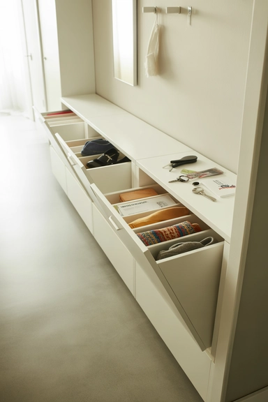TRONES Shoe Cabinets Repurposed for Slim Wall Storage