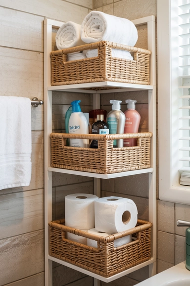 22 Smart Ways to Organize With Cheap Baskets That Instantly Reduce Clutter 13 BATHROOM TOWEL AND TOILETRY BASKETS