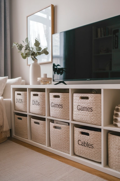 Create a Dedicated Charging Station Within Your TV Unit Storage