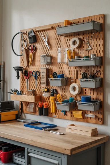 PEGBOARD WALL STORAGE FOR TOOLS AND ACCESSORIES