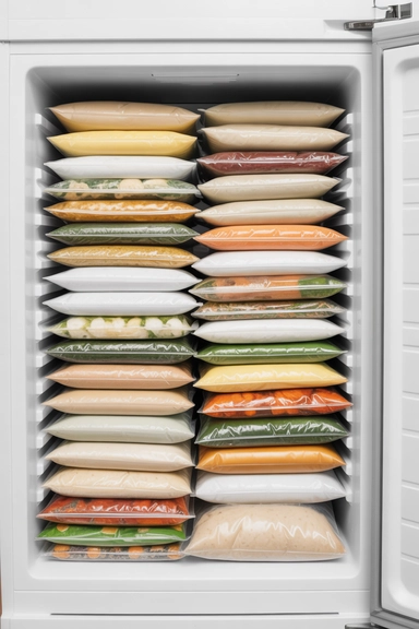  Use Stackable Freezer-Safe Bags for Flat Storage