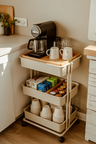Coffee Station Cart for Beverage Organization