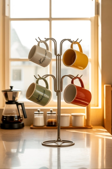 21 Smart Kitchen Counter Organization Ideas for Clear Surfaces 13 Hanging Mug Trees That Free Surface Area
