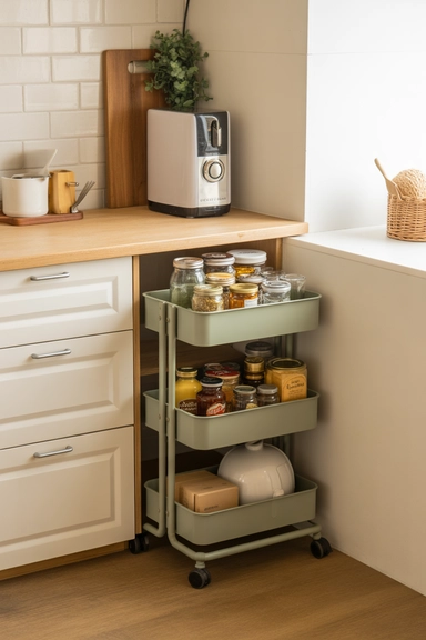 23 Cheap Kitchen Organizing Hacks That Make Small Kitchens Work Better 13 Cheap Kitchen Organizing Hacks With Rolling Carts