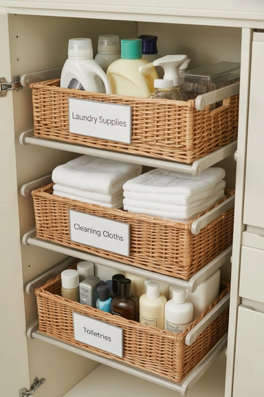 21 Utility Closet Organization Ideas That Eliminate Household Clutter 13 Clear Category Baskets That Simplify Restocking