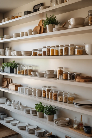 Keeping Shelf Styling Consistent Across the Kitchen