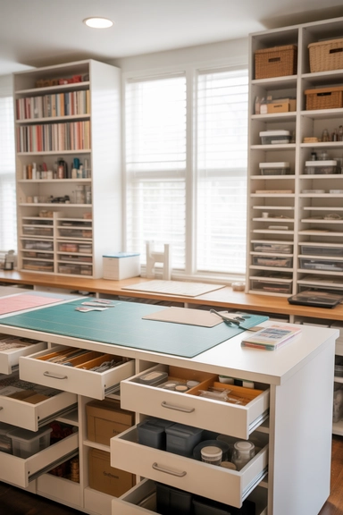 22 Smart Craft Room Layout Ideas That Make Small and Large Spaces Work Better 13 Layouts That Integrate Storage Without Interrupting Workflow
