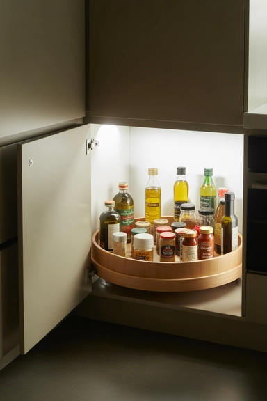 25 Kitchen Cabinet Storage Ideas That Maximize Every Shelf 13 Lazy Susan Turntables for Corner Cabinet Access