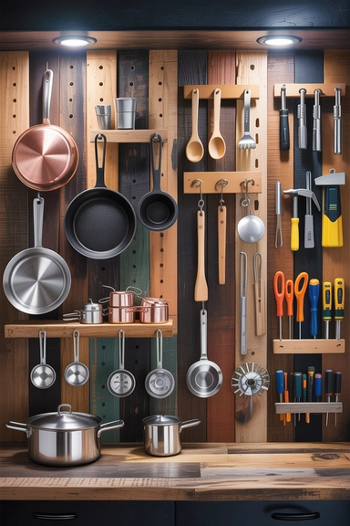 Pegboards Made from Reclaimed Wood Sheets