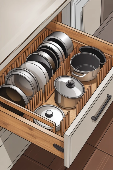 Vertical Lid Holders That Stop Drawer and Shelf Clutter