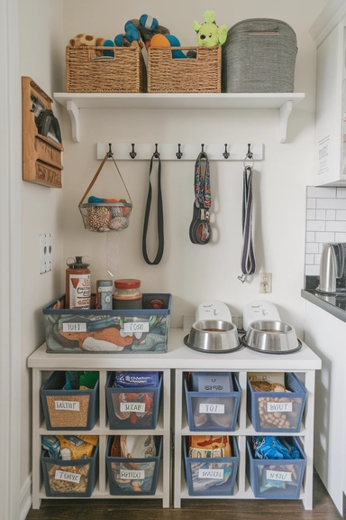 21 ADHD Home Organization Ideas That Actually Work 14 Designate a Pet Supply Corner to Contain Furry Friend Clutter