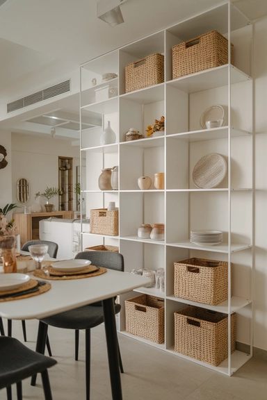 22 IKEA Dining Room Storage Ideas For Real Homes 14 Set Up a KALLAX Unit with Decorative Baskets for Versatile Storage