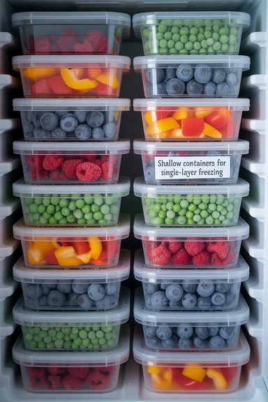 Shallow Containers for Single-Layer Freezing