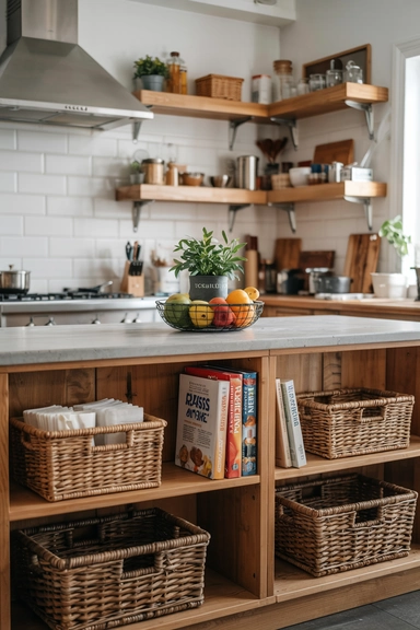 22 Smart Ways to Organize With Cheap Baskets That Instantly Reduce Clutter 15 KITCHEN ISLAND OR CART BASKETS