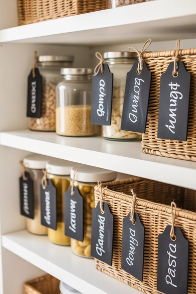 22 Dollar Store Pantry Organizing Ideas That Reduce Daily Clutter 15 Chalkboard Tags for Flexible Container Labeling