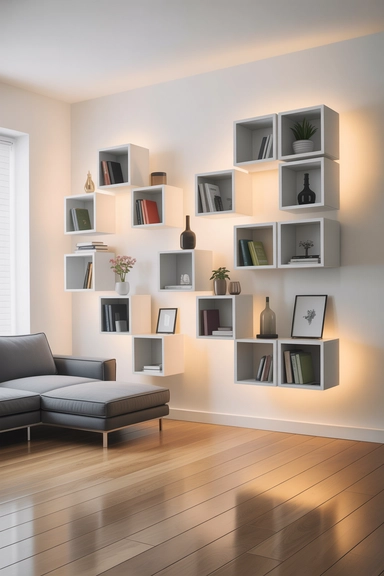 EKET Cabinets Arranged as Floating Storage Grids