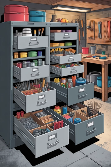 Filing Cabinets Turned into Garage or Craft Storage