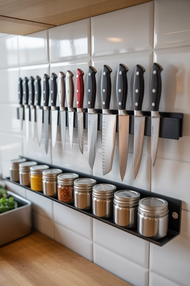 25 Small Kitchen Storage Solutions That Make Every Inch Work Better 15 Magnetic Storage for Metal Tools and Jars