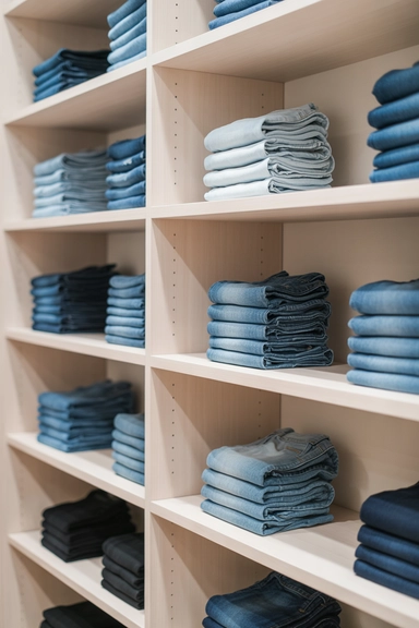 22 Jean Storage Ideas That Prevent Piles and Creases 15 Open Shelf Storage for Quick Visibility