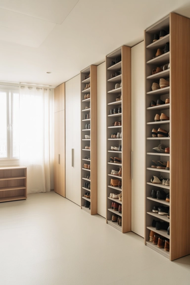 23 Small Bedroom Organizing Hacks That Maximize Every Inch 15 Vertical Shoe Towers That Replace Floor Racks