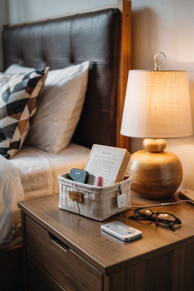 22 Smart Ways to Organize With Cheap Baskets That Instantly Reduce Clutter 16 BEDROOM NIGHTSTAND BASKETS