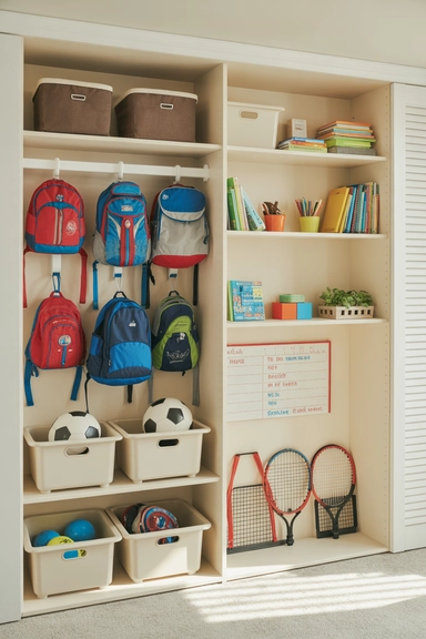 21 Kids Closet Organization Ideas That Keep Toys and Clothes Under Control 16 Homework and School Item Zones Inside the Closet
