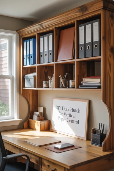 DIY Desk Hutch for Vertical Paper Control