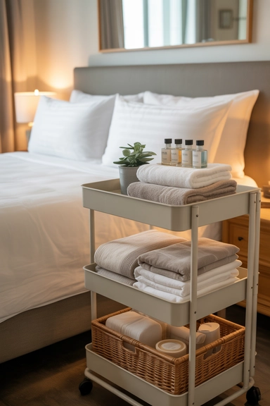 Guest Room Supply Cart for Flexible Storage