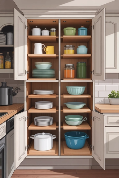 22 Vertical Storage Ideas That Reclaim Floor Space and Clear Visual Clutter 16 Kitchen Cabinet Stackers That Multiply Shelf Height