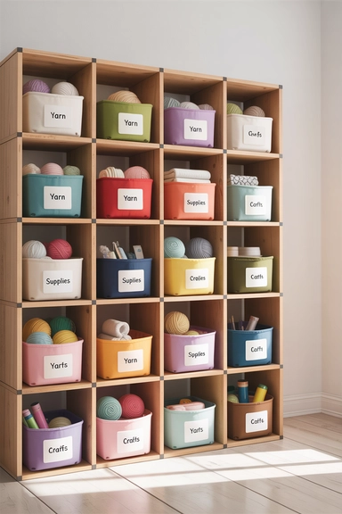 Stackable Cube Shelves with Dollar Store Storage Baskets