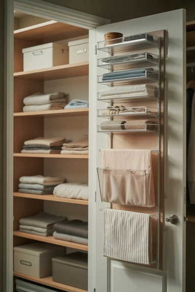 Closet Door Storage for Accessories and Extras