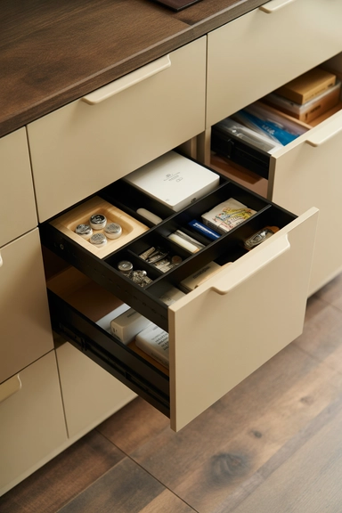 21 Hidden Storage Solutions That Keep Clutter Completely Out of Sight 17 Drawer-Within-Drawer Systems That Hide Small Items