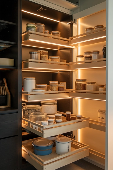  Install LED Strip Lighting Inside Pull-Out Pantry Shelves
