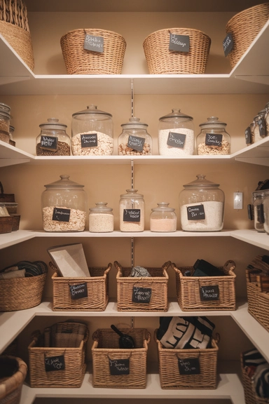 20 Walk-In Pantry Organization Ideas For Real Homes 17 Install a Custom Labeling System with Chalkboard Tags