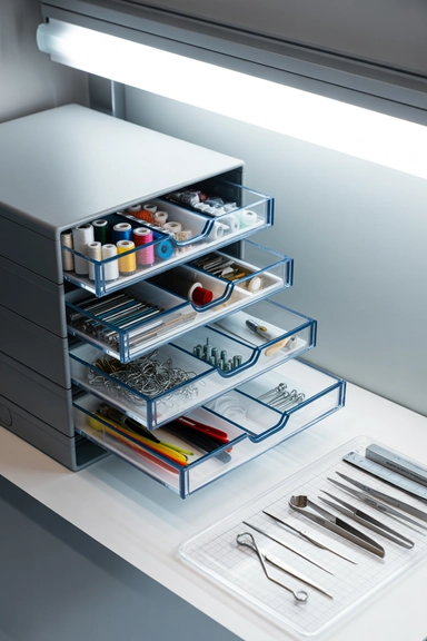 Stacked Drawer Units for Small Item Control