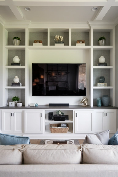 Utilize Floating Media Shelves to Maximize Vertical Space