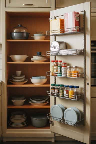 25 Small Kitchen Storage Solutions That Make Every Inch Work Better 17 Door-Back Storage That Adds Hidden Capacity