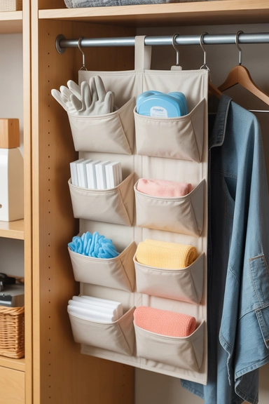 21 Utility Closet Organization Ideas That Eliminate Household Clutter 17 Hanging Fabric Organizers for Lightweight Supplies