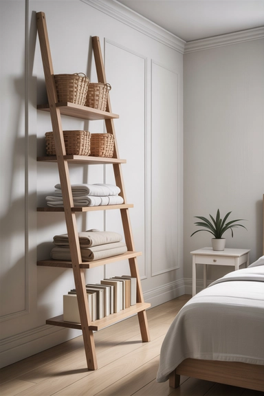 Ladder Shelving That Adds Storage Without Wall Bulk