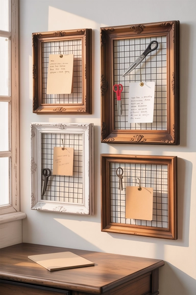 Old Picture Frames Converted into Wall-Mounted Organizer Grids