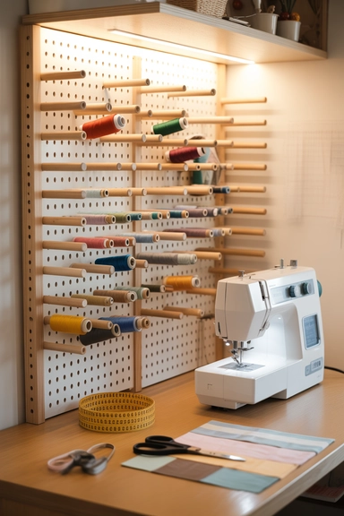 Vertical Thread Racks Built from Dollar Store Dowels