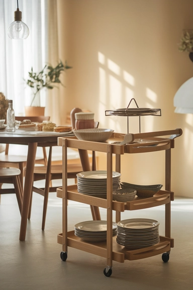 22 IKEA Dining Room Storage Ideas For Real Homes 18 Incorporate a NORRÅKER Kitchen Cart as a Portable Buffet Station