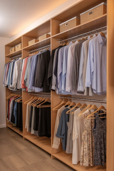 Curtain Rod Closet Sections for Category Separation