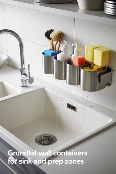 GRUNDTAL Wall Containers for Sink and Prep Zones
