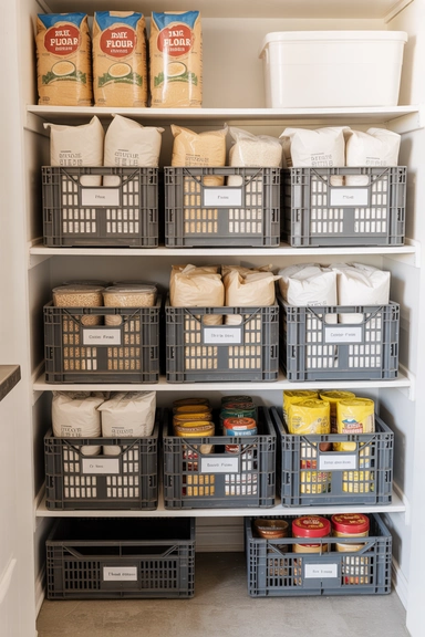22 Dollar Store Pantry Organizing Ideas That Reduce Daily Clutter 18 Stackable Dollar Store Crates for Bulk Storage
